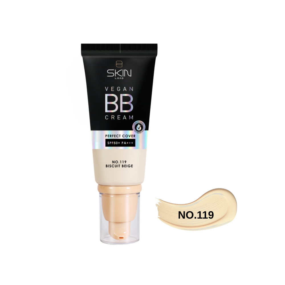 Skin Load Vegan BB Cream SPF50+ 119 Biscuit Beige 55ml – tube front #119BiscuitBeige