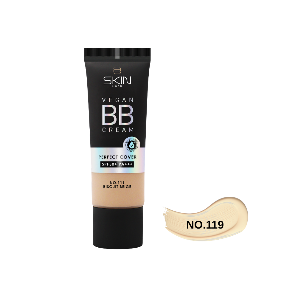 Skin Load Vegan BB Cream SPF50+ 119 Biscuit Beige 25ml – tube front #119BiscuitBeige
