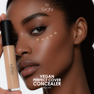 Skin Load Vegan Perfect Cover Concealer Mocha applied under the eyes on medium-tan skin